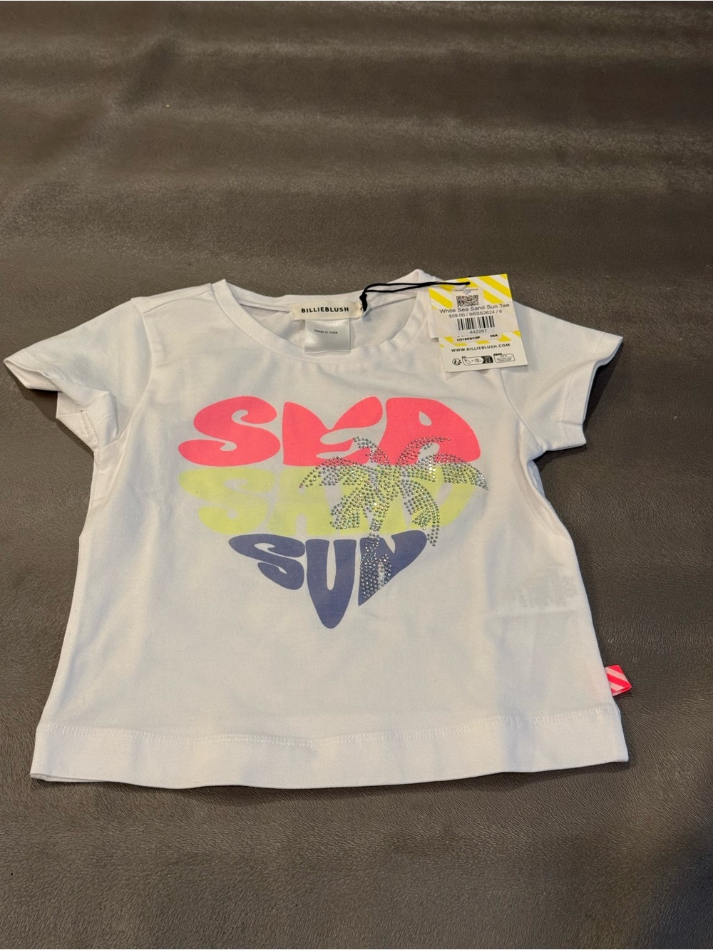 Billieblush White Kids' 'Sea Sun' Graphic Tee. Size 6